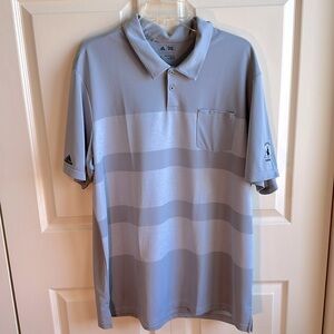 Men’s Adidas Golf Polo Shirt Gray Striped XL